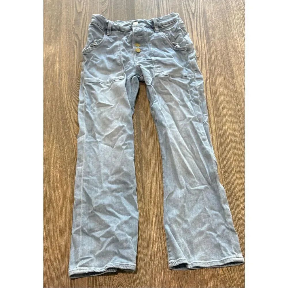 Frame Womens Le Crop Mini Boot Jeans High Rise Button Fly Light Wash Blue Sz 28